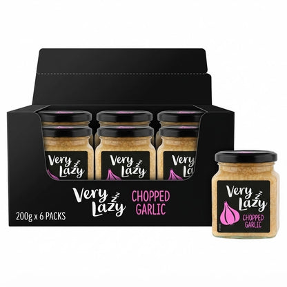 200g x 6 Packs - Very Lazy Chopped Garlic Jar Bulk Buy | Vegan & Vegetarian