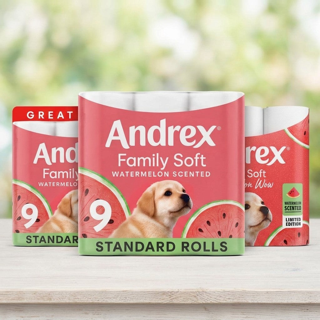 9 Roll × 5 Andrex Family Soft Toilet Roll Watermelon Scented Bulk