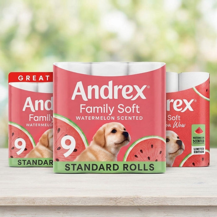 9 Roll × 5 Andrex Family Soft Toilet Roll Watermelon Scented Bulk
