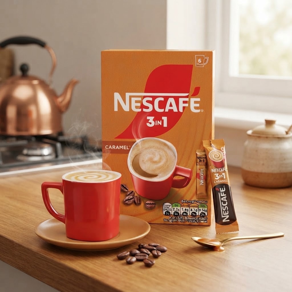 6 x 16 g - Nescafe 3in1 Original & Caramel Instant Coffee Sachets Bundle Smooth