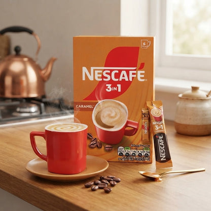 6 x 16 g - Nescafe 3in1 Original & Caramel Instant Coffee Sachets Bundle Smooth