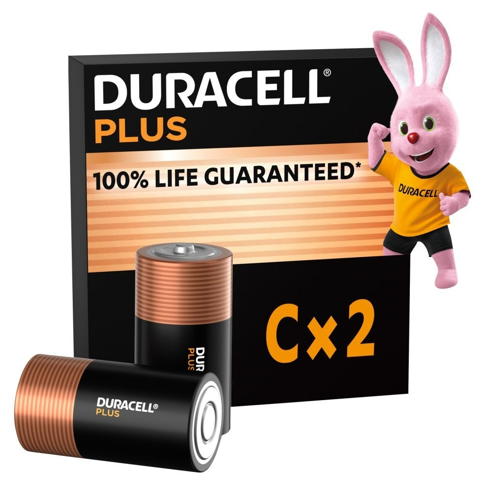 2x Duracell Plus C Batteries 2 Pack Bulk Lot 10 Packs 20 Total 1.5V