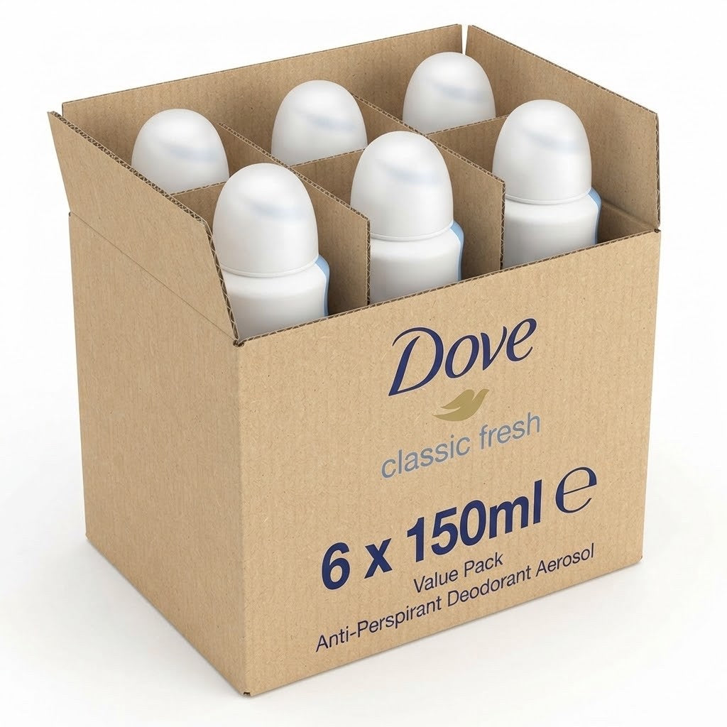 6 x 150ml Dove Classic Fresh Anti-Perspirant Deodorant Aerosol -Value Pack
