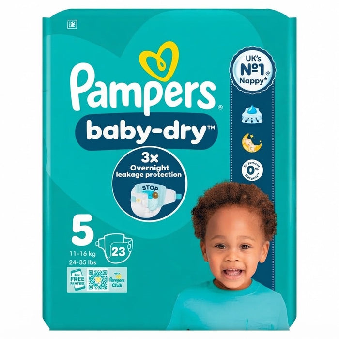 4x Pampers Baby-Dry Size 5 Nappies 23 Pack Case of 4 Multi Pack