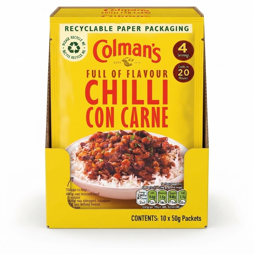 10 x 50g Colman's Chilli Con Carne Recipe Mix Bulk Buy Family Meals Pack