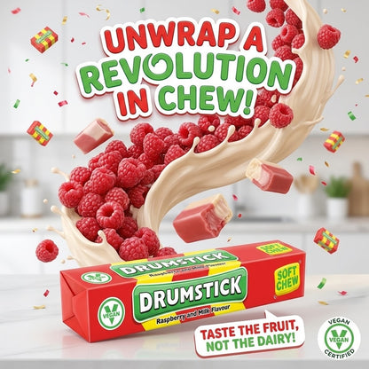 43g x 36 Swizzels Drumstick Vegan Soft Chew Bar Raspberry & Milk Flavour Sweets