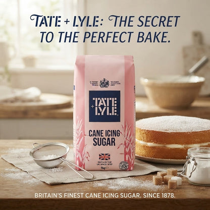 10x 1kg Tate & Lyle Cane Icing Sugar Pure Fine Powder Baking Sugar