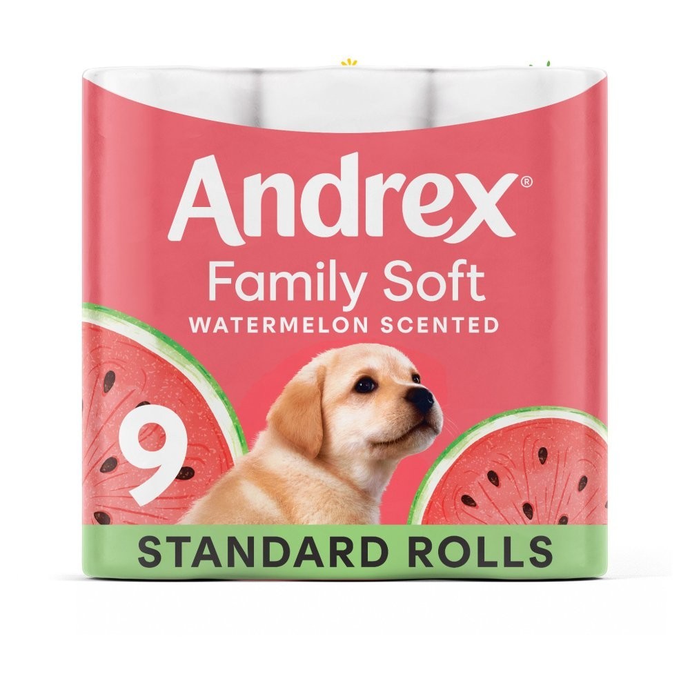 9 Roll × 5 Andrex Family Soft Toilet Roll Watermelon Scented Bulk