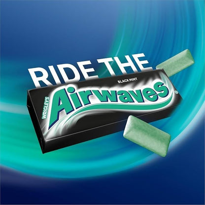 Airwaves Sugarfree Chewing Gum 10 Pieces Packs Menthol, Blackcurrant & Black Min