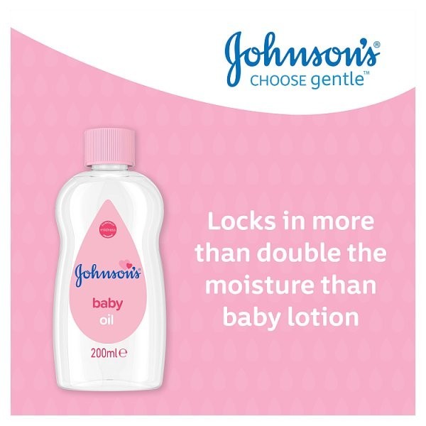 6x 200ml Johnson's Baby Oil Pure Mineral Oil Locks in Moisture