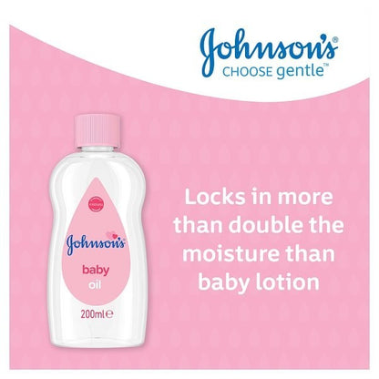 6x 200ml Johnson's Baby Oil Pure Mineral Oil Locks in Moisture
