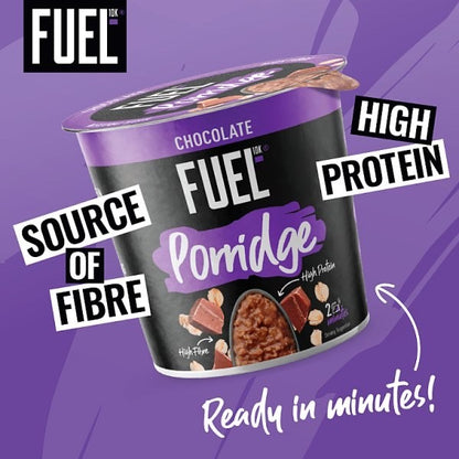 8 x 70g FUEL10K High Protein Porridge Oat Cereal Pots - Assorted Flavours