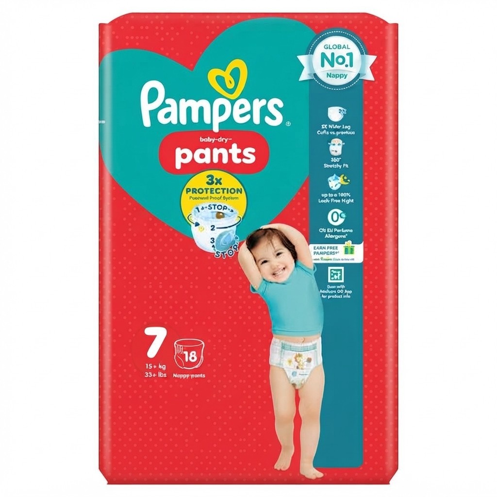 4x Pampers Baby-Dry Nappy Pants Size 7-16 Pack Case of 4 Multi Pack