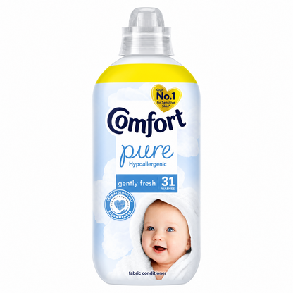 930ml x 8 Comfort Pure Fabric Conditioner - Hypoallergenic Laundry Softener