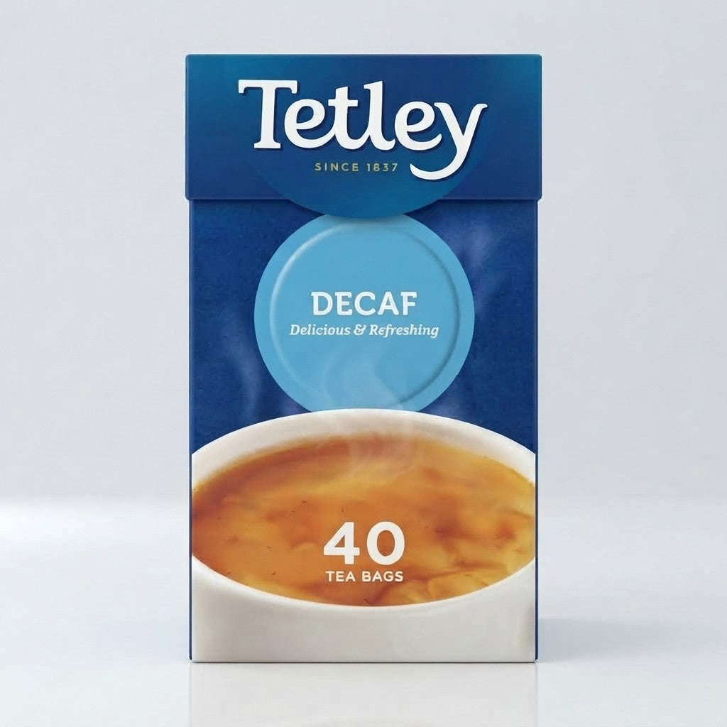 40s 125g 6 Pack Total 240 BagsTetley Decaf Tea Bags Decaffeinated Black Tea