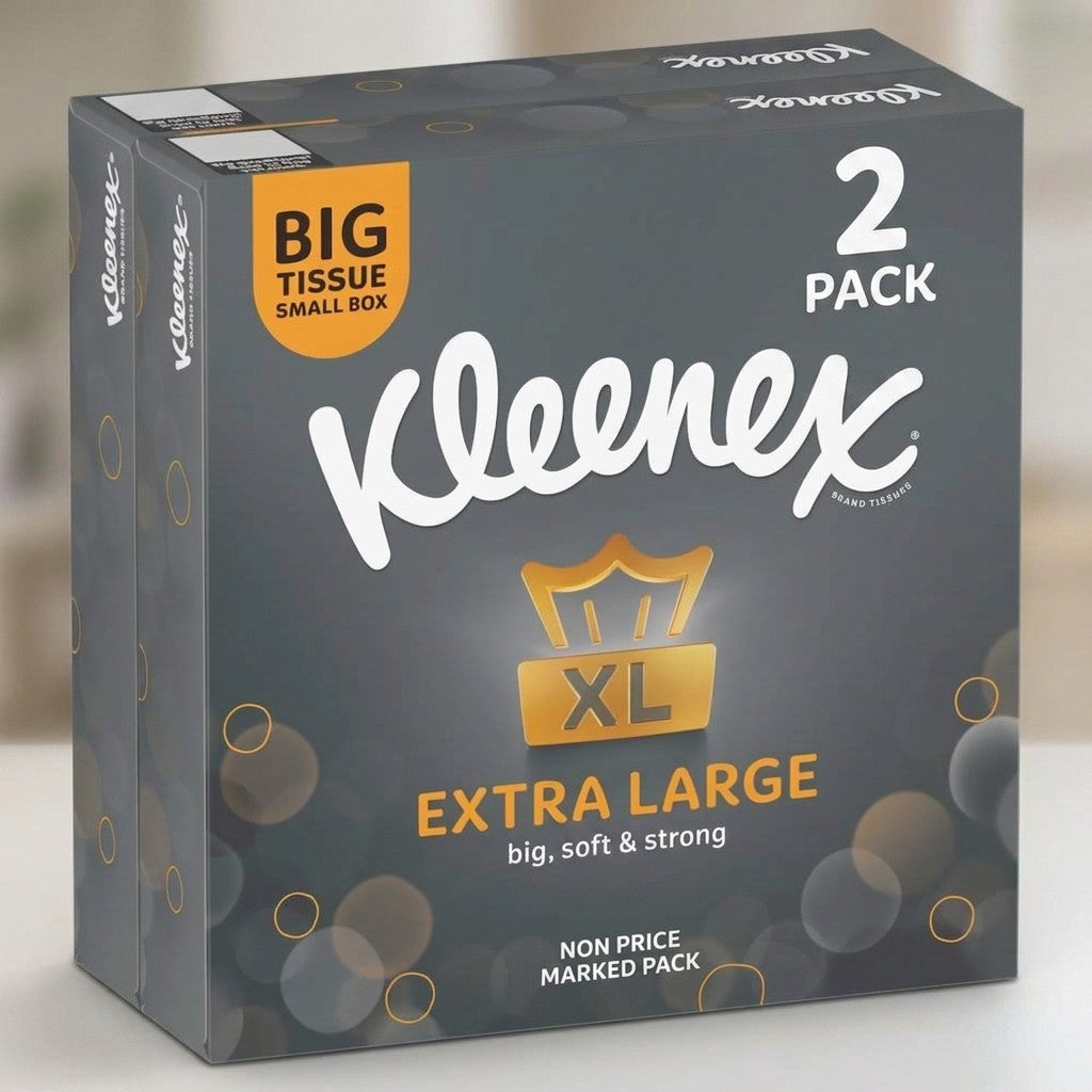 12 Boxes (6x2) Kleenex Extra Large Tissues Compact Twin Pack Soft Facial Tissue