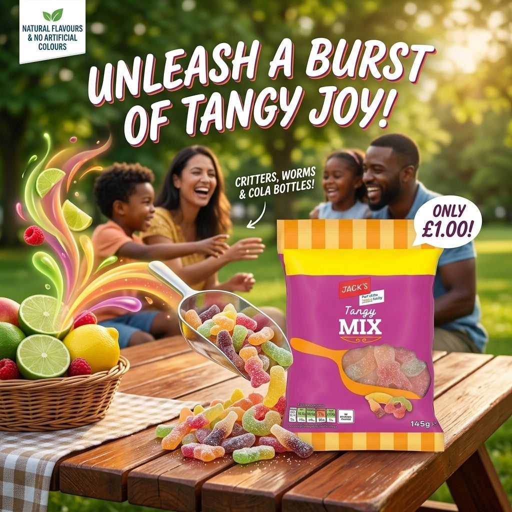 10x 145g Jack's Tangy Mix Fizzy Sour Gummy Sweets Party Bag