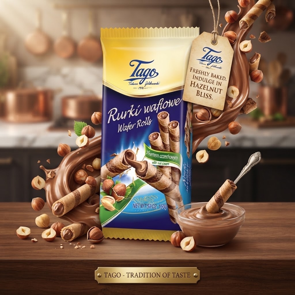 150g x 30 Tago Wafer Rolls Bulk Buy Coconut, Vanilla, Nut & Cocoa Cream Flavours