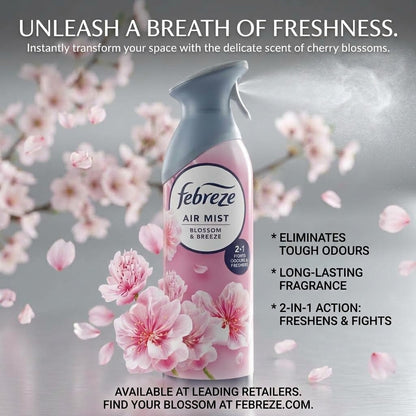 8 x Febreze Air Mist Blossom & Breeze Spray 185ml Room Odour Eliminator Wholesal