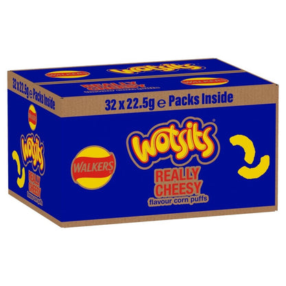 32 x 22.5g Walkers Wotsits Really Cheesy Crisps Baked Corn Snacks Bulk Box