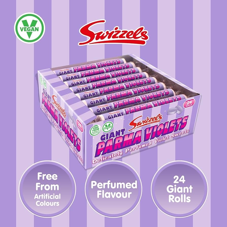 24 x 40g Swizzels Giant Parma Violets Single Pack Vegan Retro Sweets