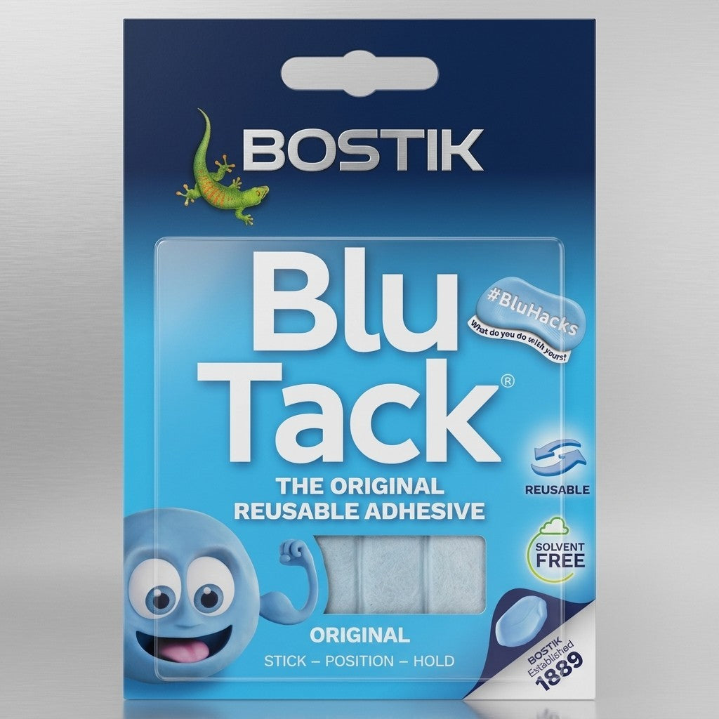 Bostik Blu Tack Original Reusable Adhesive Handy Pack - Box of 12 Packs Bulk