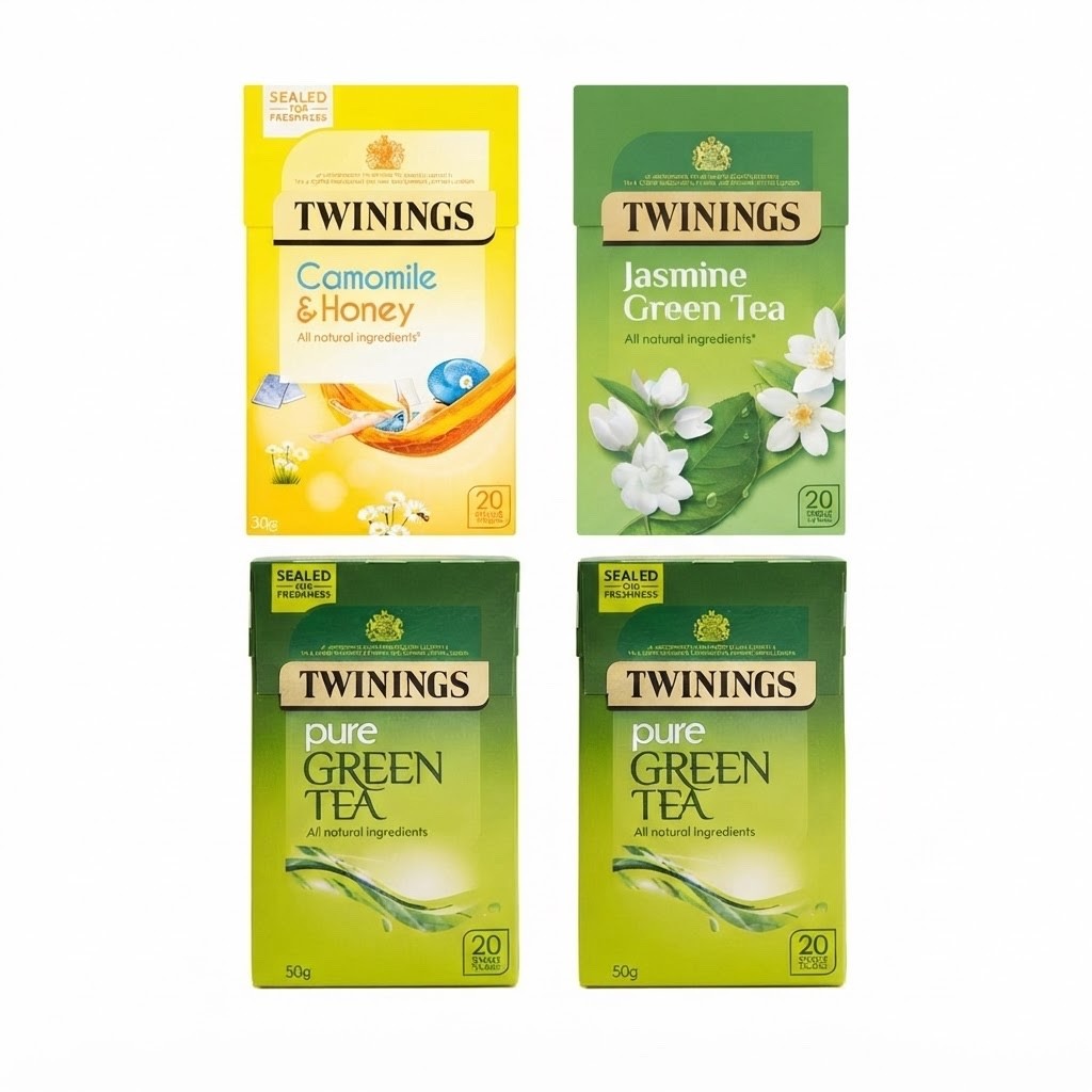 Pack of 4 | Twinings Tea Variety Bundle|Pure Green,Camomile&Honey,Lemon&Jasmine