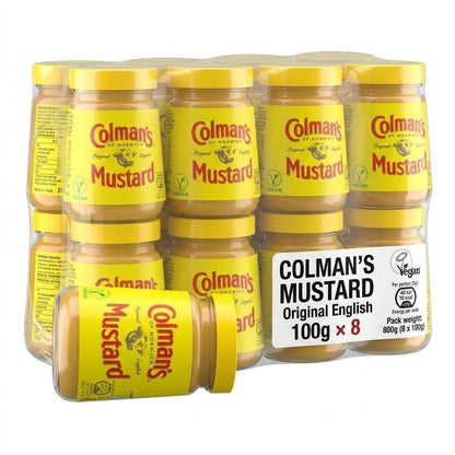 8 x 100g Colman's Original English Mustard Jar - Bold & Fiery British Condiment