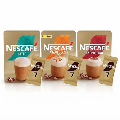 Nescafé Instant Coffee Sachets Assorted Bundle - Latte, Cappuccino&Caramel Latte