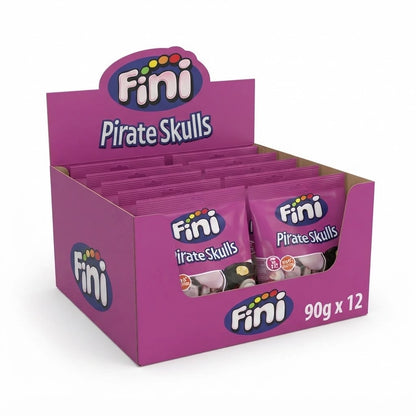 90g x 12 Fini Pirate Skulls Strawberry Flavour Foam Gums 90g Bulk Box