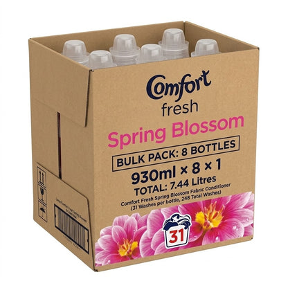 8x 930ml (7.44L Total) Comfort Fresh Spring Blossom Fabric Conditioner 248 Washe