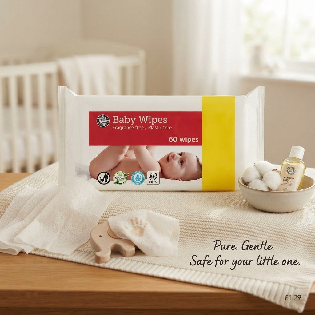 10x 60s Wipes Plastic Free Euro Shopper Fragrance Free Baby