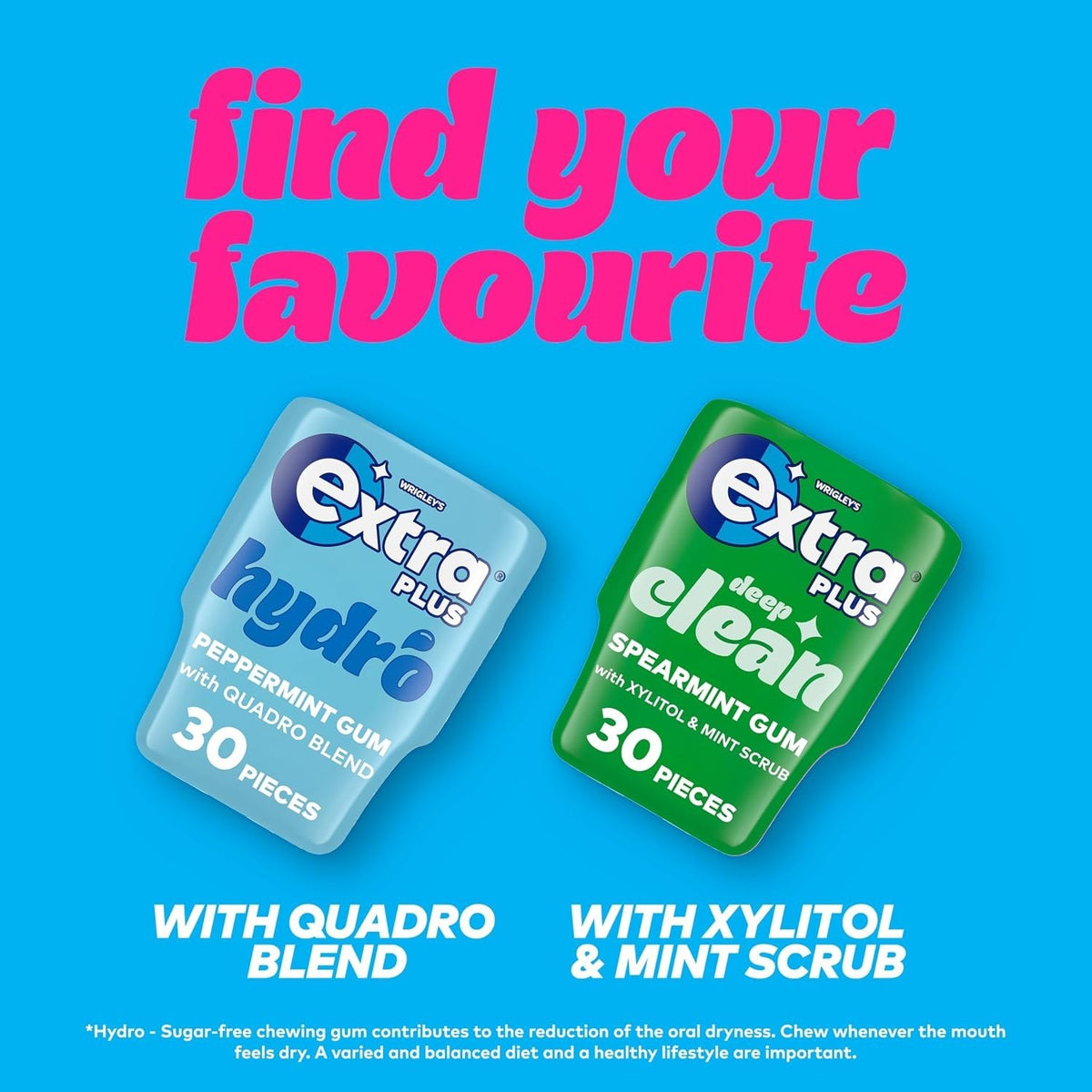 Extra Plus Sugarfree Chewing Gum Bottle 30 Pieces 6 Pack - Choice Of Flavours