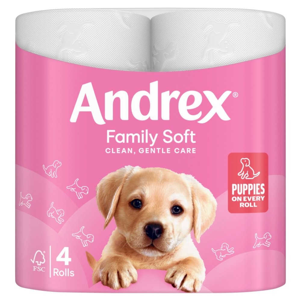 4 / 16 Rolls Pack Andrex Family Soft Toilet Tissue Soft Loo Paper White
