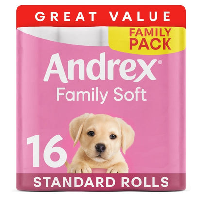 4 / 16 Rolls Pack Andrex Family Soft Toilet Tissue Soft Loo Paper White