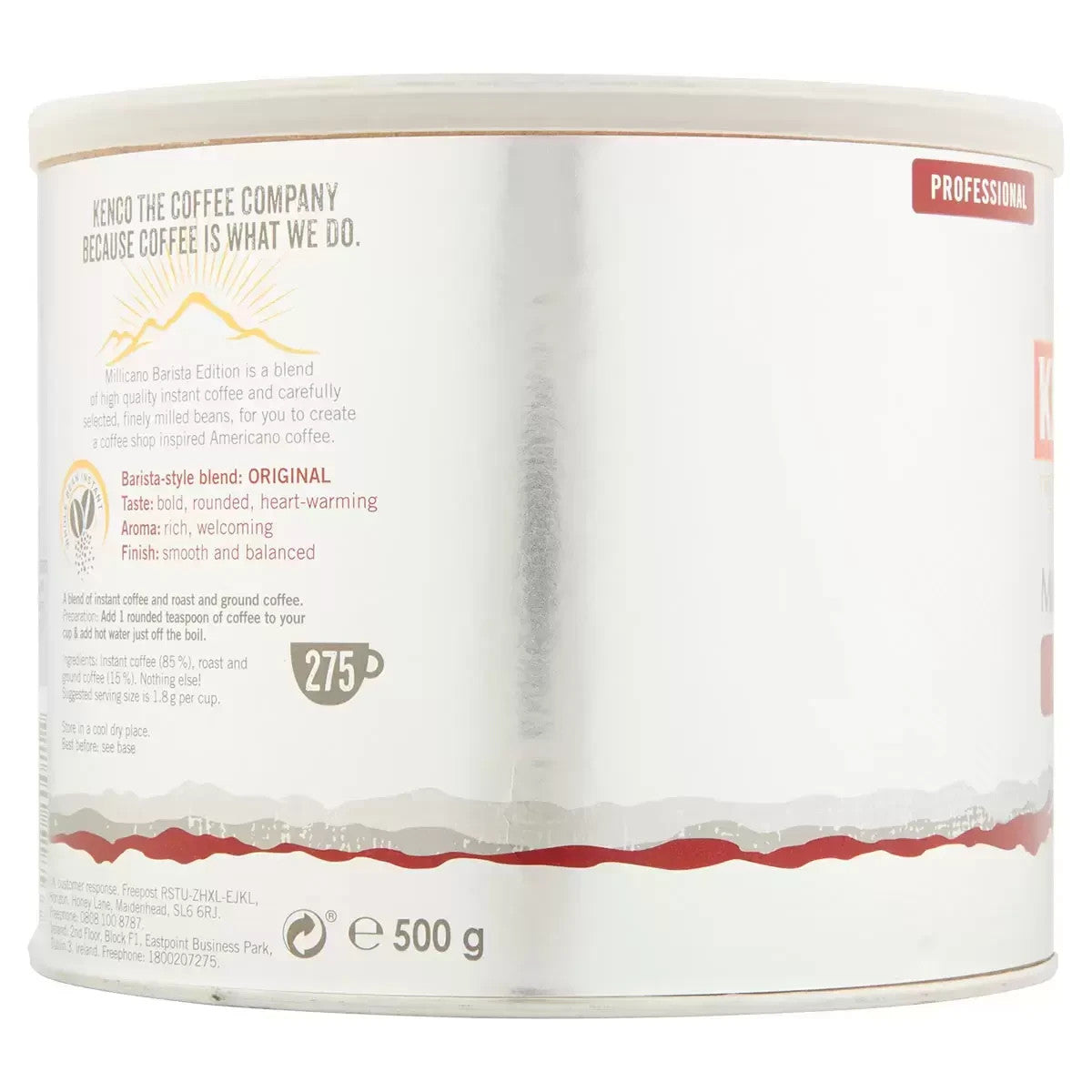 Kenco Millicano Instant Coffee Americano Original 500g Jar Fine Blend Rich
