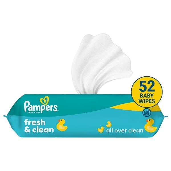 12x 52s Pampers Fresh & Clean Baby Wipes Plastic Free All Over Clean