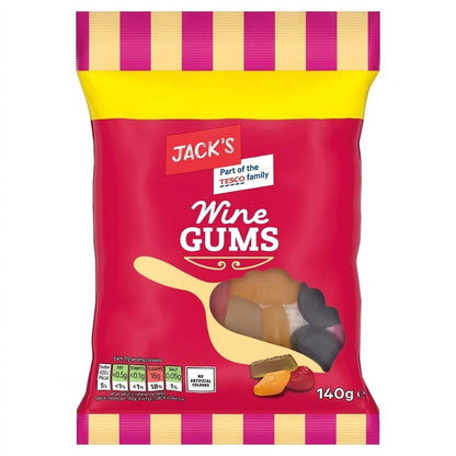 10x 140g Jack's Wine Gums Traditional Chewy Fruit Sweets Bag Wholesale