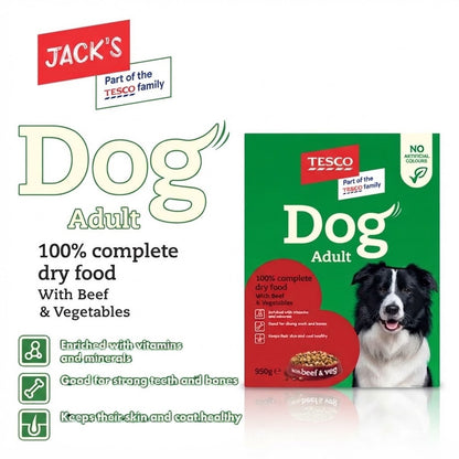 950g x 5 Pack-Jack's Adult Dry Dog Food | Beef or Chicken&Veg|Complete Pet food