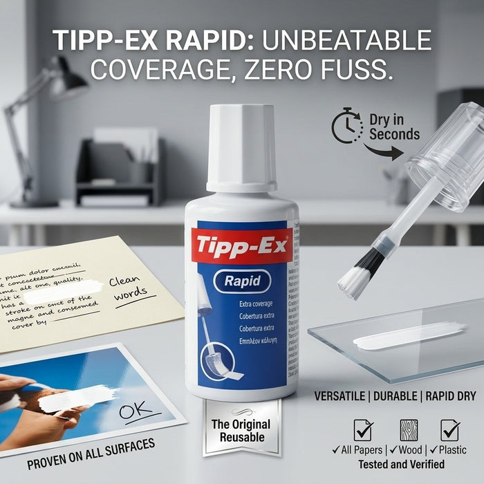 Tipp-Ex Rapid Correction Fluid White 20ml - Box of 10 Bottles Bulk Pack