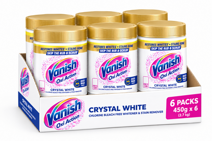 450g × 6 Vanish Gold Crystal White Oxi Action Stain Remover Powder - Bulk