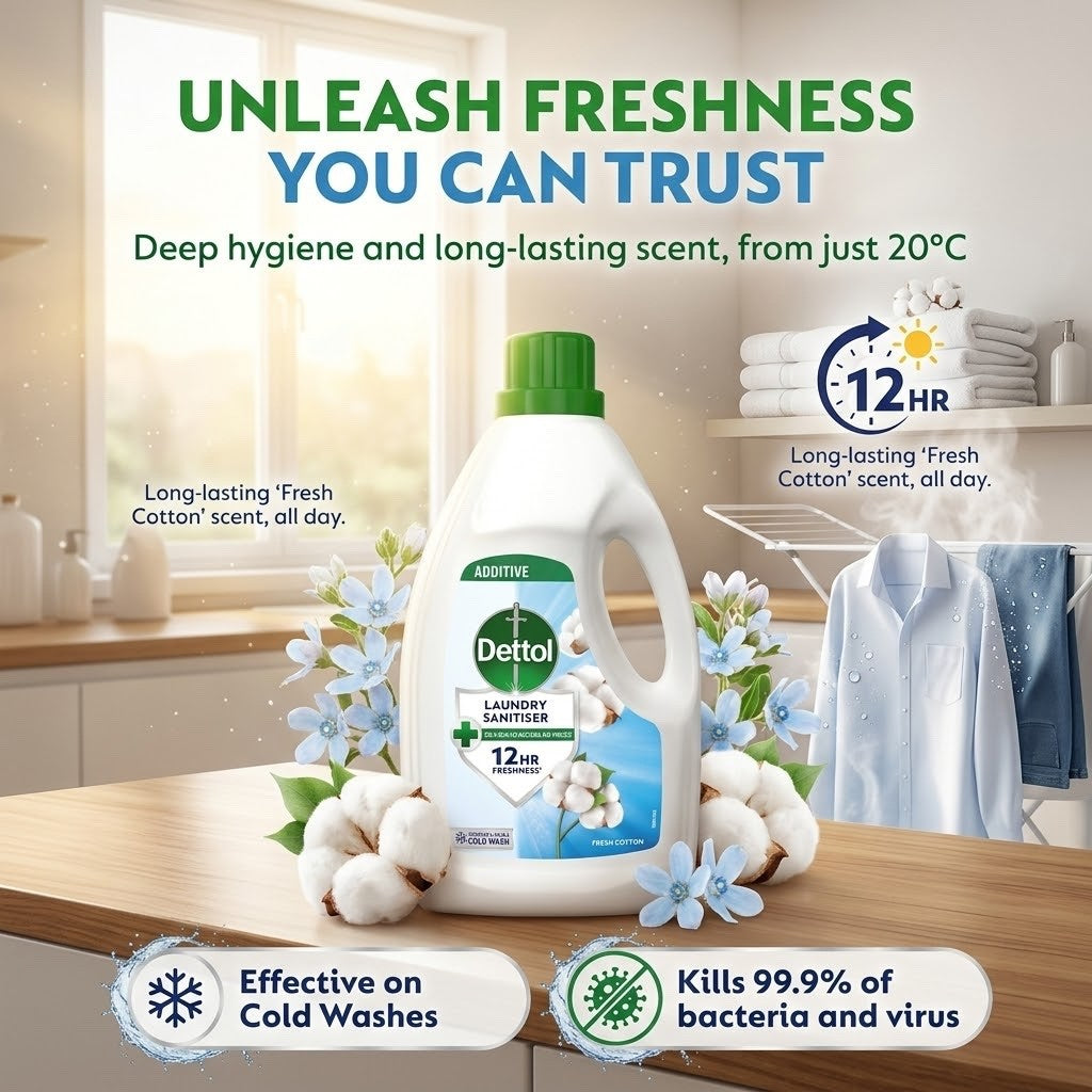 1 L x 6Dettol Fresh Cotton Laundry Sanitiser - Bulk Pack
