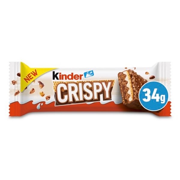 14 x 34g Kinder Crispy Milk Chocolate Covered Wafer Cocoa Hazelnut Cream Bar