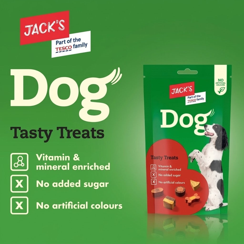 100g x 12 Pack Jack's Dog Tasty Treats Mixed Shapes Dog Biscuits Snack Pack