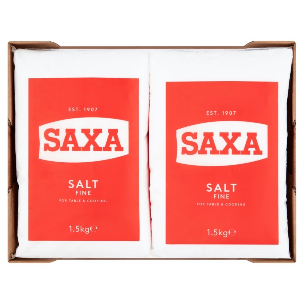 6 x 1.5 kg Pack Saxa Fine Table & Cooking Salt All Purpose Pantry Essential