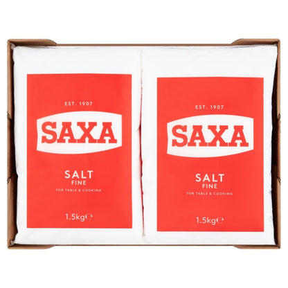 6 x 1.5 kg Pack Saxa Fine Table & Cooking Salt All Purpose Pantry Essential