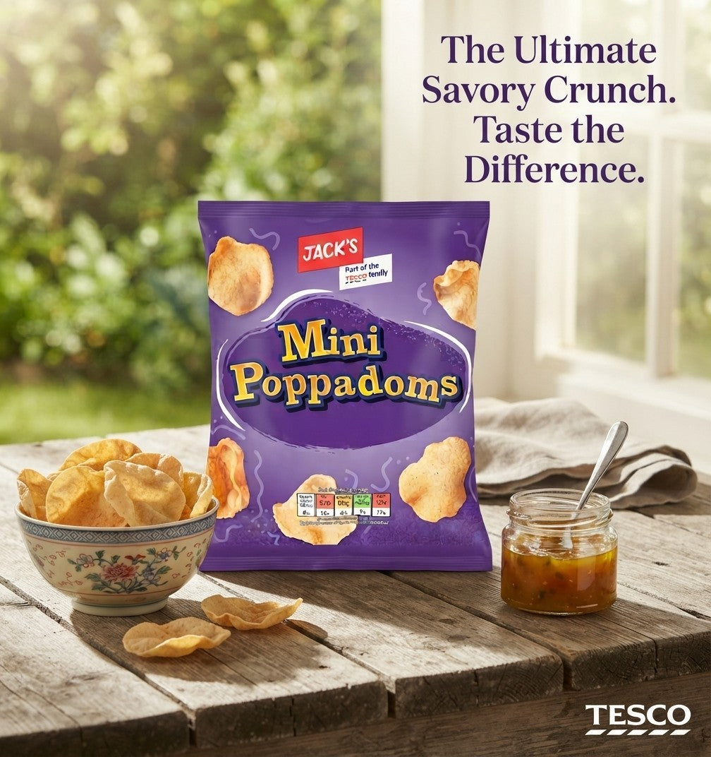 18x 30g Jack's Mini Poppadoms Crispy Indian Snacks