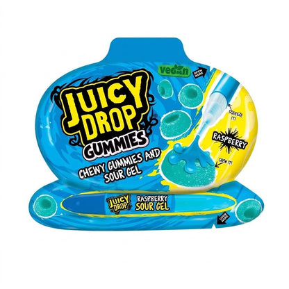 12 x 57g Juicy Drop Gummies Strawberry & Raspberry Sour Gel Vegan Halal Sweets