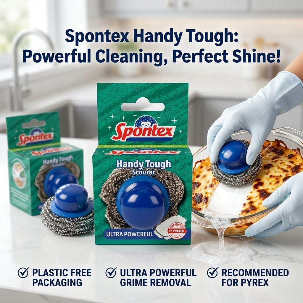 12x Spontex Handy Tough Scourer Single Pack (Case of 12 - 12 Scourers Total)