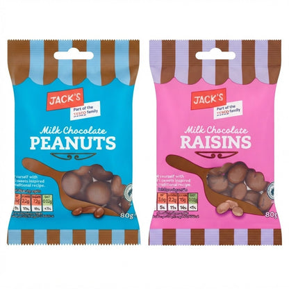 12x 80g Jack's Chocolate Raisins & Peanuts Variety